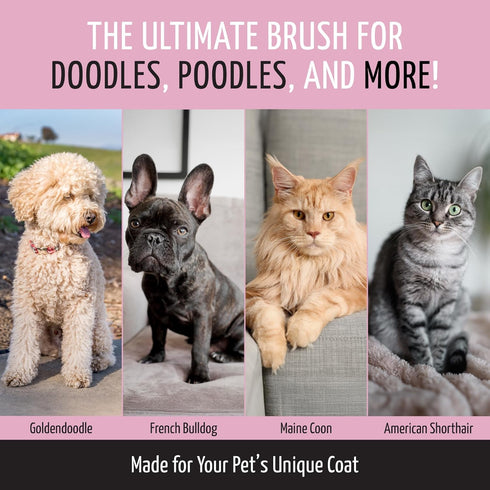 Tauro Pro Line Deshedding Slicker Brush for Dogs & Cats, Soft Pins for Gentle Dematting & Detangling, Grooming Tool