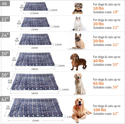Mora Pets Cat Bed Dog Crate Pad, Ultra Soft Pet Bed with Cute Star Print, Washable Reversible Fleece, 14 x 17.5 inch
