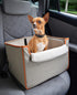 Collapsible Pet Booster Car Seat Box with Plush Fleece Cover, Foldable Carseat for Small Dogs Under 20 lbs, Khaki