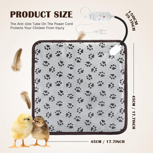 110v 20w Heating Pad for Chicken Coop Rabbit Heater Power Electric Heated Mat Heated Bed Adjustable Pad Outdoor