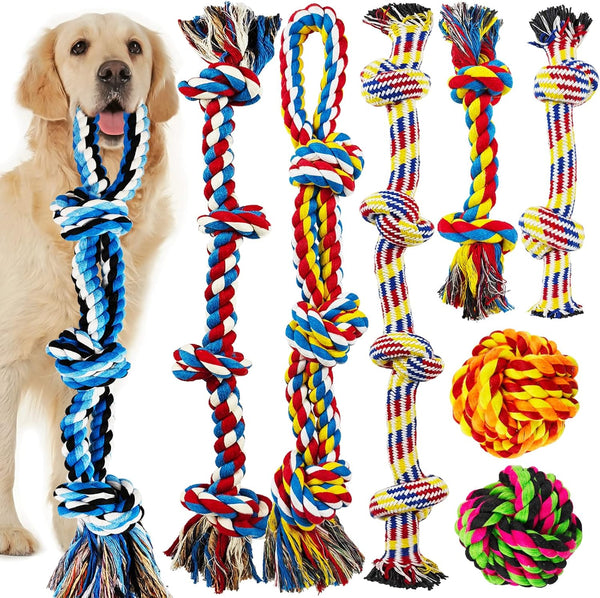 Large Dog Chew Toys for Aggressive Chewers - 12 Pack Indestructible Rope Toys for Large Breeds, Tug of War