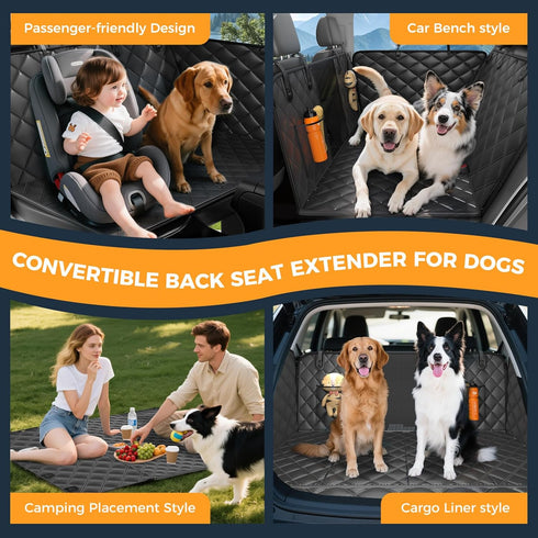 400lbs,New Hammock,Suitable Dog Car Seat Cover for Back Seat, Hard Bottom Back Seat Extender for Dogs - Supports