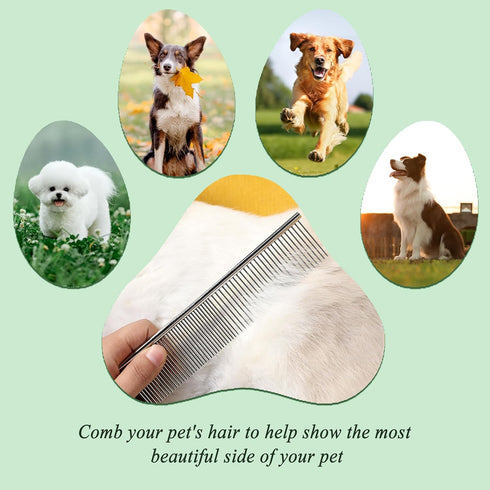 3 Pack Metal Comb for Dogs & Cats - Professional Grooming Tool for Long & Short Haired Pets (Large, Medium, Small)