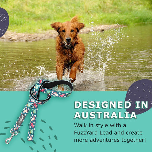 FuzzYard Dinosaur Land Dog Leash | Size S | Comfortable Neoprene Lead for Dogs, Perfect for Outdoor Walking & Training