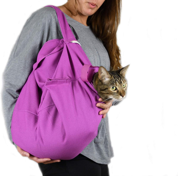 Cozy Comfort Carrier, Small Lavender Cat Carrier, Soft Sling for Grooming, Vet Visits, and Nail Trimming