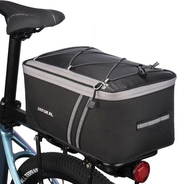 JXFUKAL Rear Bike Rack Bag with Rain Cover - 7L/9L/10L/12L Waterproof Bicycle Ebike Saddle Bag for Commuter Travel