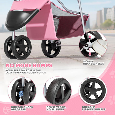 Magshion 3-Wheel 33lbs), Pet Stroller, Foldable Travel Jogger for Small & Medium Dogs & Cats (Up to Lightweight Carrier
