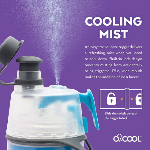 O2COOL Mist 'N Sip Misting Water Bottle, 2-in-1 Mist and Sip Function, Kids Sports Water Bottle - 12 oz