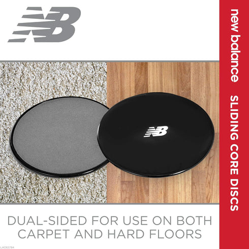 New Balance Sliding Core Discs Workout Sliders, Dual-Sided Pads for Home Ab Exercise Equipment