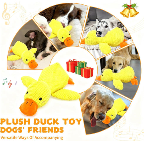 2026 17.7"x14.9"(L) Dog Calming Duck Toy, New Interactive Plush Duck Toy with Quack Sound and Crazy Crinkle for Dogs