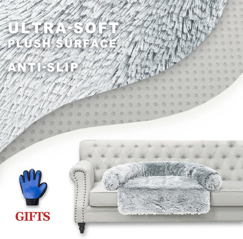 Tinaco Luxurious Calming Dog/Cat Bed Mats, Washable Removable Couch Cover, Plush Long Fur Mat, Waterproof Lining,