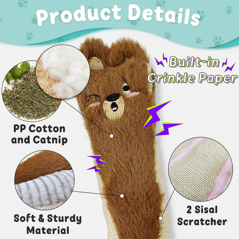 Cats,10.24inches 2 Andiker Catnip Toys for Indoor Plush Toy for Cats with Crinkle Paper Inside,Fluffy cat Toy
