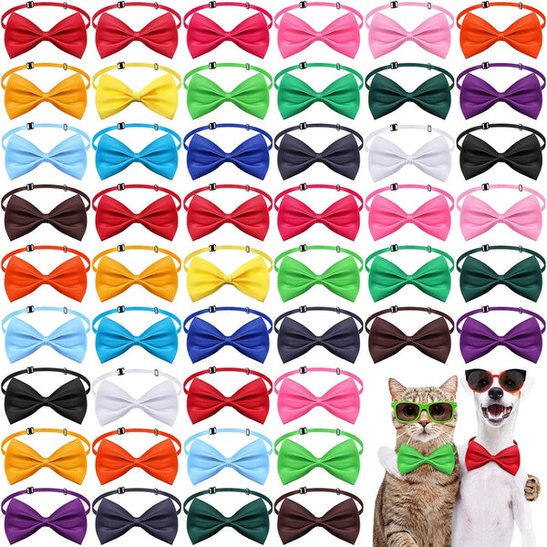 200 Pieces Adjustable Dog Bow Ties with Collar, 19 Colors, Pet Grooming Accessories for Medium Little Dogs