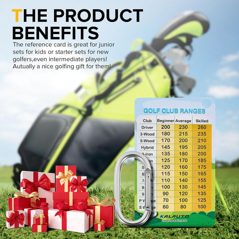 Golf Club Distance and Rules Card: Golf Club Bag Accessories - Yardage Card for Men and Women