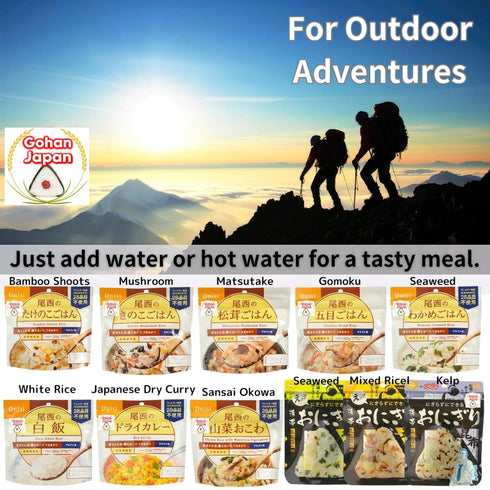 5.5-Year 3.5 oz (100g), Pack 3 GOHAN JAPAN by Onisi Instant Rice, Dry Curry, Just Add Hot or Cold Water, Made in Japan