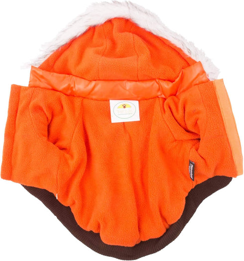 PET LIFE Classic Metallic Fashion Pet Dog Coat Jacket Parka, Small, Metallic Orange with 3M Insulation