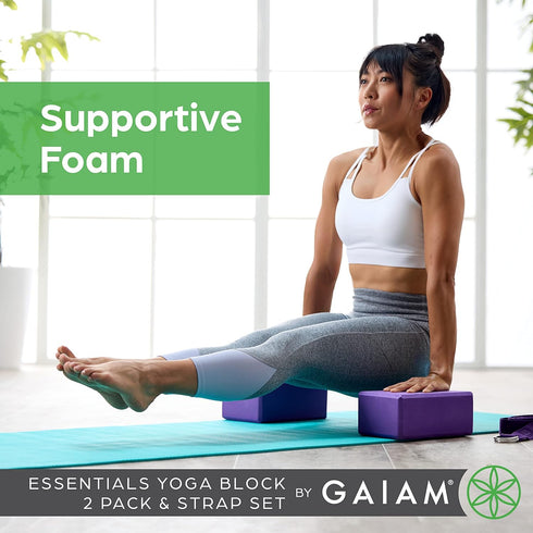 Gaiam Yoga Block - Supportive Latex-Free Eva Foam, Soft Non-Slip Surface for Yoga, Pilates