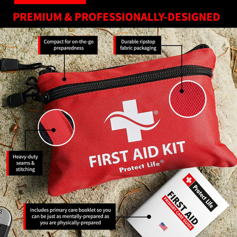 Protect Life First Aid Kit for Home/Business, HSA/FSA Eligible Emergency Kit, 100 Pieces for Travel and Camping