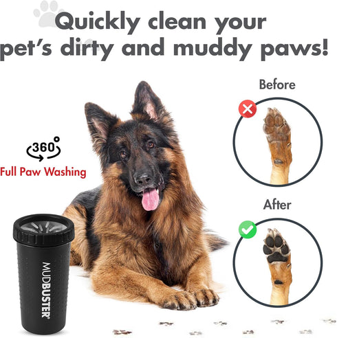 Dexas MudBuster Portable Dog Paw Washer - Large, Matte Black, Special Edition