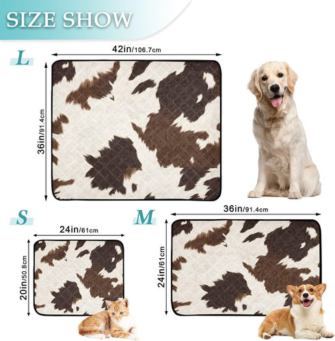 Haskirky 2 Pack Cow Print Washable Pee Pads for Dogs, Non-Slip Reusable Dog Pads Waterproof Whelping Training Pet Mat