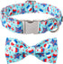 Maca Bates American Flag 4th of July Dog Collar with Bow Bowtie - Adjustable Breakaway Patriotic Accessories