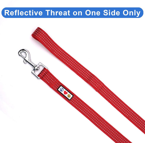 Pawtitas 6 FT Heavy Duty Dog Training Leash, Reflective Threads, Comfortable Handle, Small Dog Red Leash