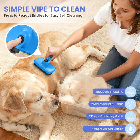AUSRKI 5-in-1 Self Cleaning Shedding Brush - Professional Pet Grooming Kit Skin Friendly Grooming Tool for Dogs, Cats