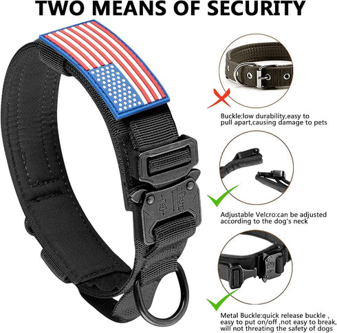 DAGANXI Tactical Dog Collar, Adjustable Military Training Nylon Collar with Control Handle for Medium and Large Dogs