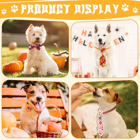100 Pieces Dog Bows Set, Fall Dog Bows, Thanksgiving Bow Ties, Halloween Dog Bows for Small Medium Dogs