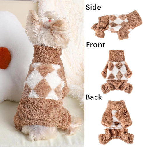 Spring Dog Pajamas, Lightweight Fleece Sweaters for Small Dogs, Chihuahua Onesie Clothing, XS, Beige