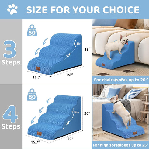 16" H-20 H,3-Step Chair,4-Step (Blue-16H, 3) Zerbuger Dog Ramp and Stair for Bed Cat Stair for Sofa and Dog Ramp