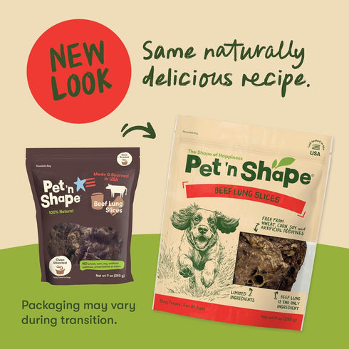 9 Pet 'n Shape Beef Lung Dog Treats Made and Sourced in the USA - Training Treat - Ounce