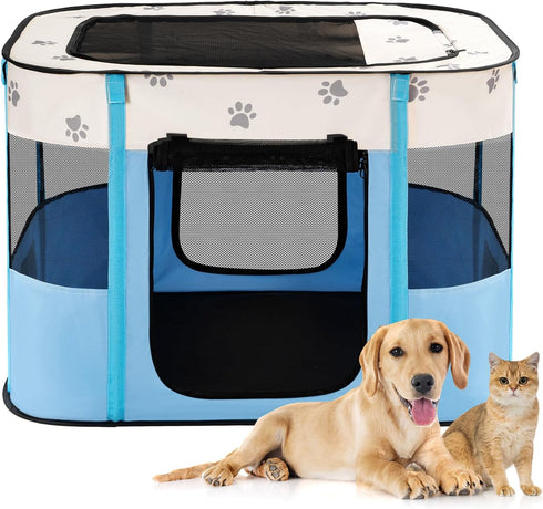 Avont Portable Dog Cat Playpen, Foldable Pop Up Pet Play Pen Travel