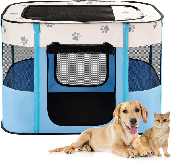 Avont Portable Dog Cat Playpen, Foldable Pop Up Pet Play Pen Travel