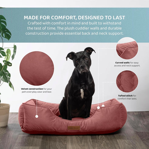 Modern Threads Luxury Dog Bed - Comfortable Tufted Velvet Cushion for Small to Large Dogs, Machine Washable, Durable &