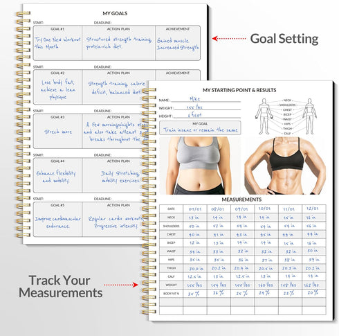 Fitness Journal Workout Planner, A4(8.5" x 11") Undated Journal & Log Book for Men & Women, Track Progress & Goals