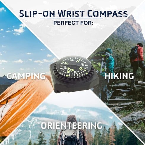 Sun Company Slip-On Wrist Compass, Easy-to-Read for Watch Band or Paracord