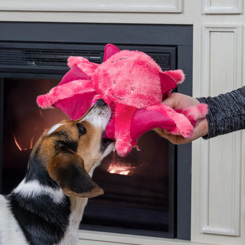 Furhaven Crinkle & Squeaky Plush Dog Toy for Small/Medium Dogs, Washable Kraken the Vampire Squid, Vibrant Pink
