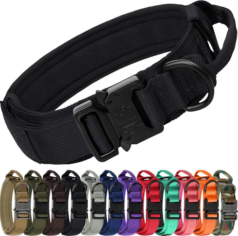 Joytale Tactical Dog Collar with Handle, Heavy Duty Military, Adjustable, for Medium Dogs, Black, M
