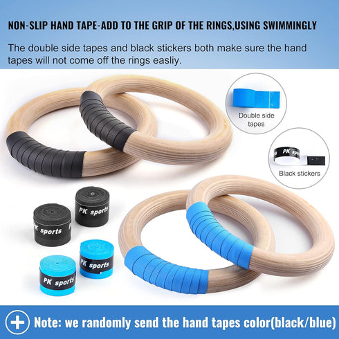 Wood Gymnastic Rings with Adjustable Straps, 15ft Olympic Rings for Pull Up Bar Workout, Heavy Duty 1543/992lbs