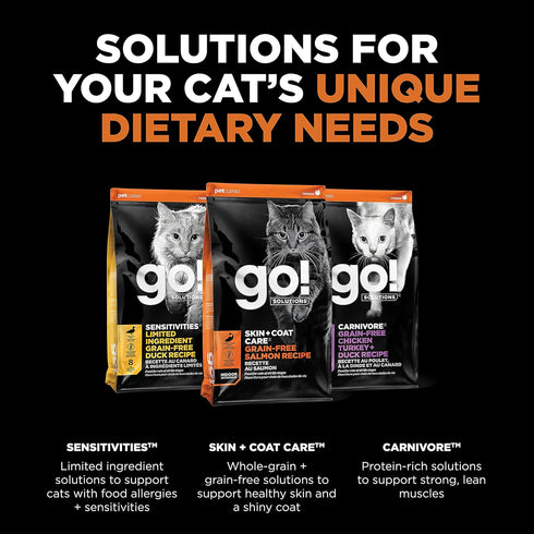 Go! Solutions Skin + Coat Care Grain Free Dry Cat Food, 8 lb, Salmon Recipe