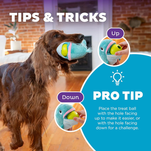 Outward Hound Nina Ottosson Big Mouthz Interactive Plush Dog Puzzle with Treat Ball, Blue