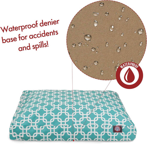 Teal Links Medium Rectangle Indoor Outdoor Pet Dog Bed with Removable Washable Cover by Majestic Pet Products