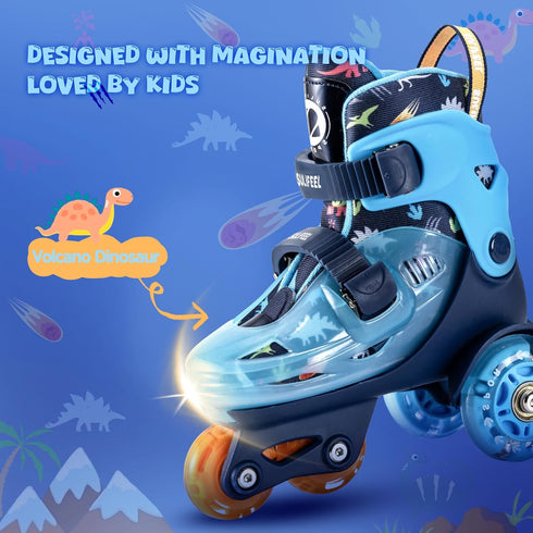 SULIFEEL Adjustable Roller Skates for Girls Boys Kids,Fun Illuminating Light Up Flash Wheels Three-Point Type Balance