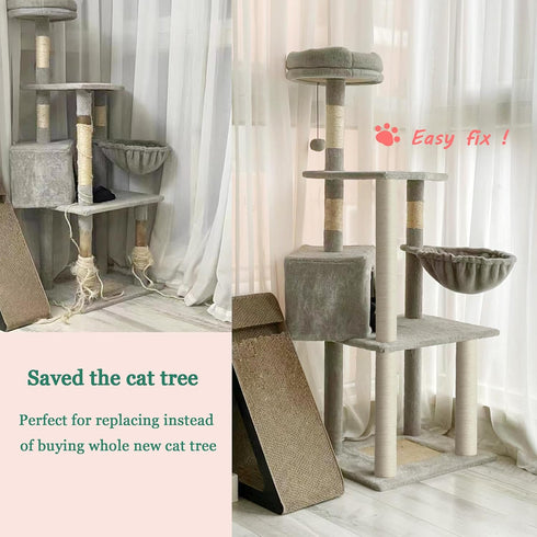 Cat Scratching Post Replacement Pole, 2 PCS 11.81in Natural Sisal Parts with M8 Screws for Refurbishment