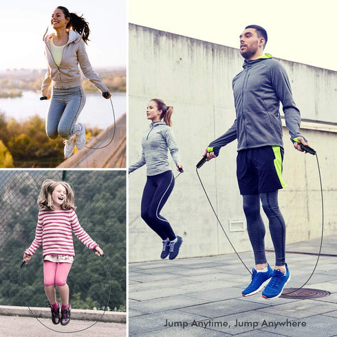 Jump Rope, Adjustable Steel Cable with Foam Handles, Tangle-Free Rapid Speed Jumping Rope for Fitness, Home Exercise