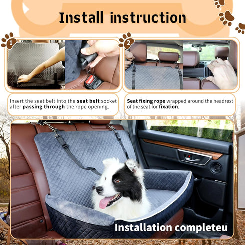 60 lbs 2 31.5in 20in 21.5in,Removable Large Dog Car Seat Under or Small Dogs,Dog Bed for Car Back Seat with Seat Belt