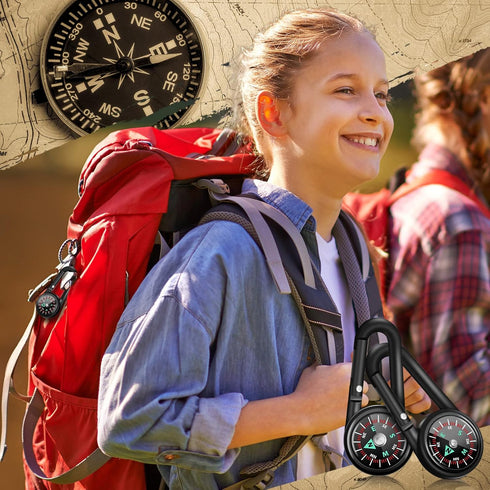 Magnetic Compass Keychain, Small Pocket Survival Mini Compass for Hiking and Camping