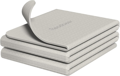 Readaeer Foldable Yoga Mat for Travel, 6mm Thick with Carrying Bag, Non-Slip TPE Exercise Mat
