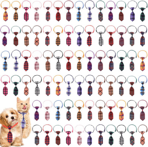 Segarty 80 PCS Small Dog Ties - Adjustable Assorted Pattern Pet Bow Ties for Small Dogs, Cats, Grooming Bowties